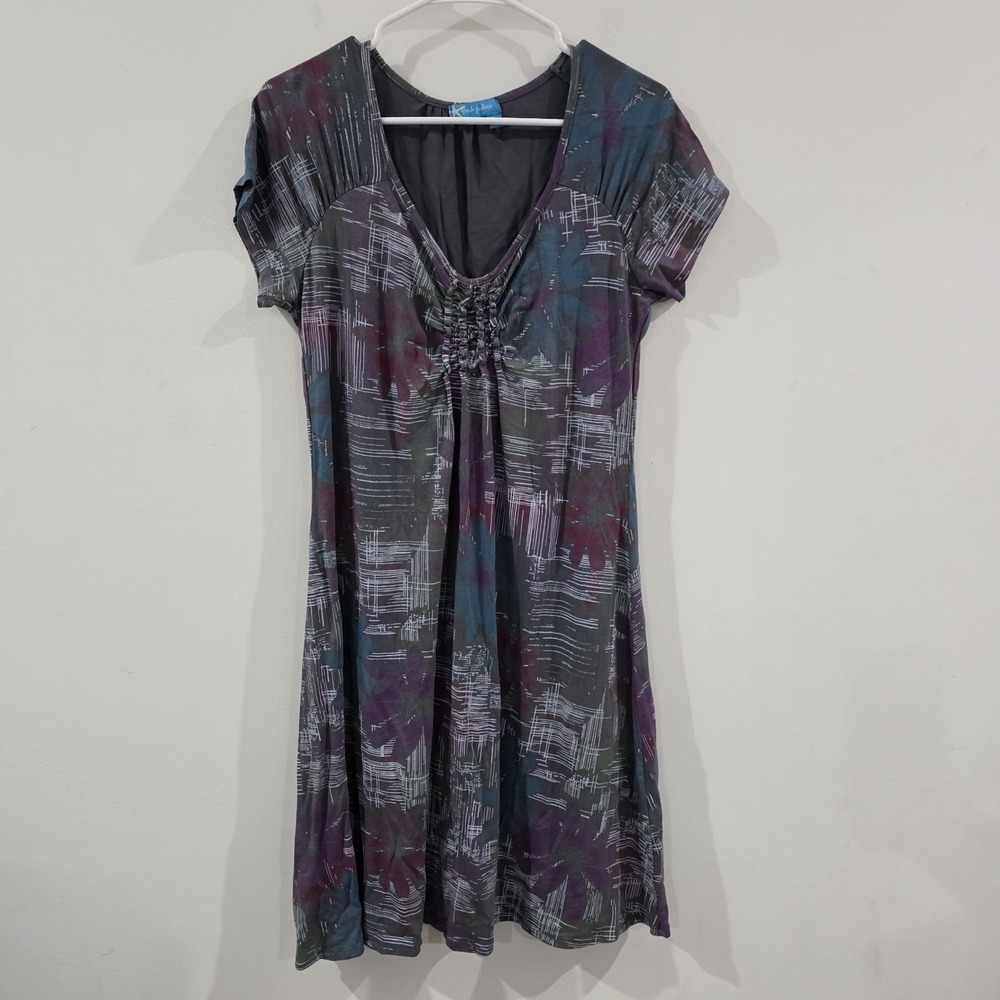 Fresh Produce Midi Dress Size Large Floral Resort Vacation Tropical Stretch